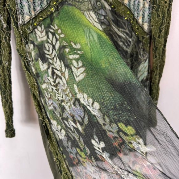 Vintage Alberto Makali Size M Whimsigoth Forest Fairy Lace Fly Away Chiffon Top - Picture 5 of 10